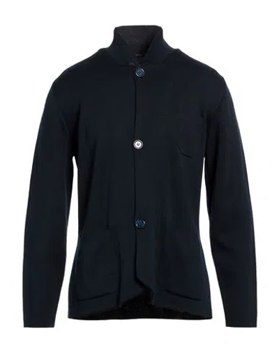 Officina 36 Man Cardigan Blue Size L Acrylic, Merino Wool