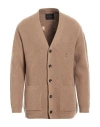 Officina 36 Man Cardigan Camel Size M Wool, Polyamide In Beige
