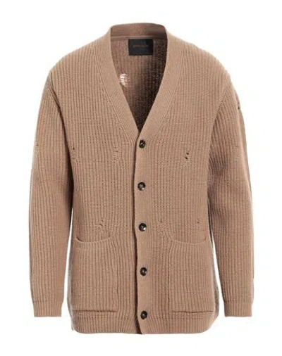 Officina 36 Man Cardigan Camel Size M Wool, Polyamide In Beige