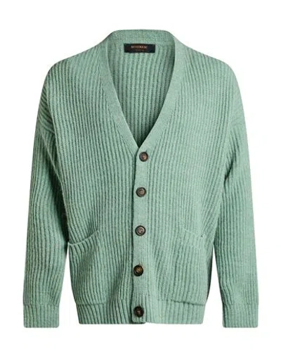 Officina 36 Man Cardigan Sage Green Size Xl Acrylic, Wool, Alpaca Wool, Viscose In Animal Print