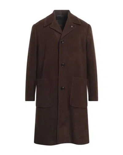 Officina 36 Man Coat Dark Brown Size 40 Acrylic, Polyester, Virgin Wool