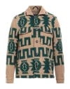Officina 36 Man Jacket Camel Size M Polyester, Wool, Acrylic In Beige