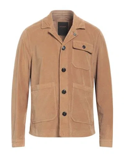 Officina 36 Man Jacket Camel Size Xl Cotton, Elastane In Beige