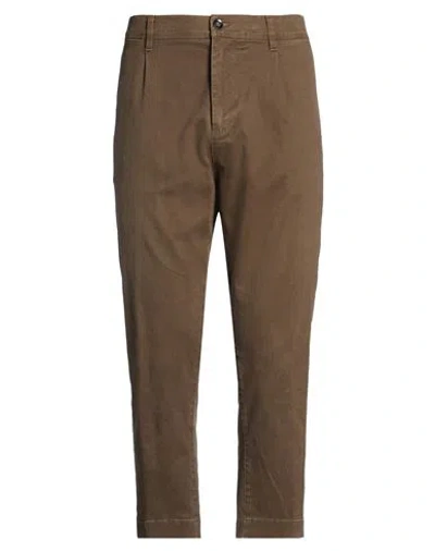 Officina 36 Man Pants Dark Brown Size 34 Cotton, Elastane