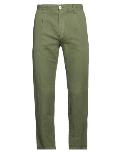 Officina 36 Man Pants Military Green Size 34 Textile Fibers