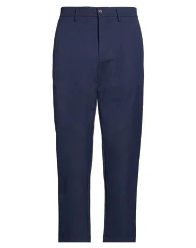 Officina 36 Man Pants Navy Size 40 Nylon, Elastane In Blue