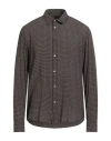 Officina 36 Man Shirt Dark Brown Size L Viscose