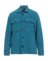 Officina 36 Man Shirt Deep Teal Size L Polyester, Virgin Wool