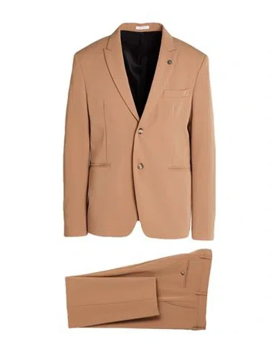Officina 36 Man Suit Camel Size 38 Polyester, Viscose, Elastane In Brown