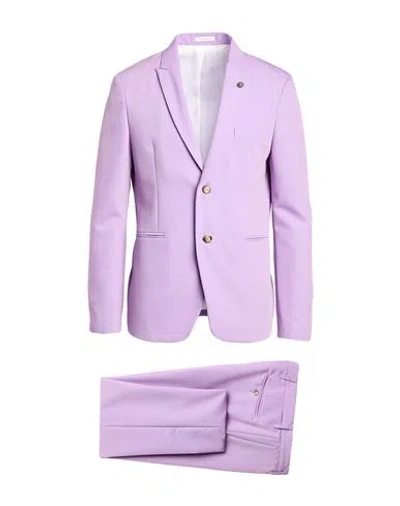 Officina 36 Man Suit Lilac Size 38 Polyester, Viscose, Elastane In Purple