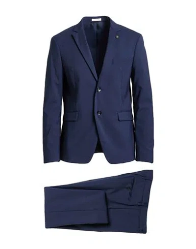 Officina 36 Man Suit Navy Size 42 Polyester, Wool, Lyocell In Blue