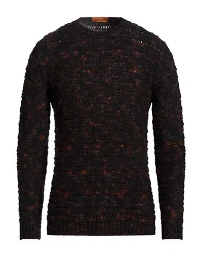 Officina 36 Man Sweater Brown Size S Acrylic, Polyester, Wool In Black