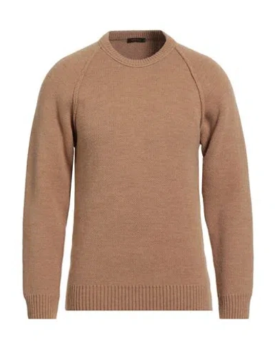 Officina 36 Man Sweater Camel Size S Acrylic, Wool In Neutral