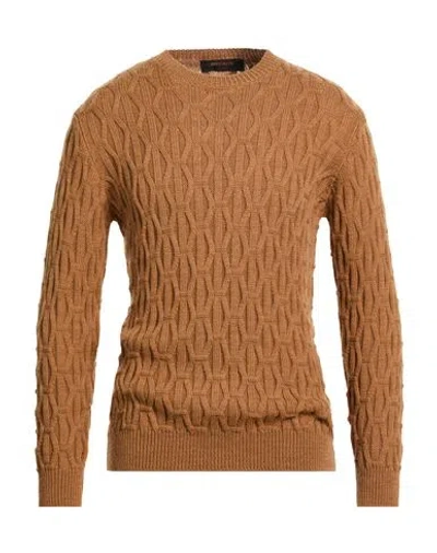 Officina 36 Man Sweater Camel Size Xl Merino Wool, Acrylic In Brown