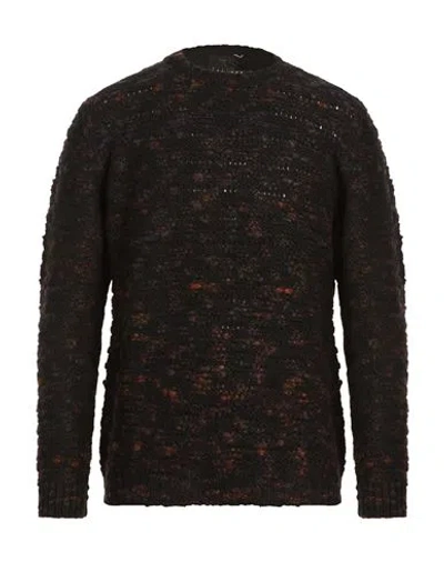 Officina 36 Man Sweater Charcoal Size L Acrylic, Polyester, Wool In Black