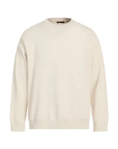 Officina 36 Man Sweater Cream Size Xxl Viscose, Wool, Polyamide In Gray