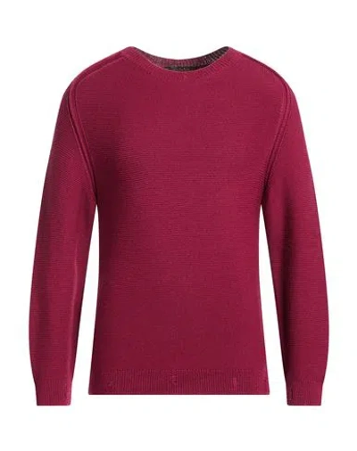 Officina 36 Man Sweater Magenta Size M Acrylic, Merino Wool In Pink