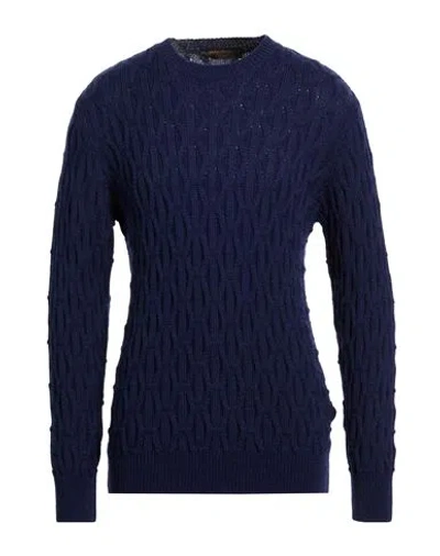 Officina 36 Man Sweater Navy Size Xl Merino Wool, Acrylic In Blue