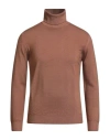 Officina 36 Man Turtleneck Brown Size S Merino Wool In Brown