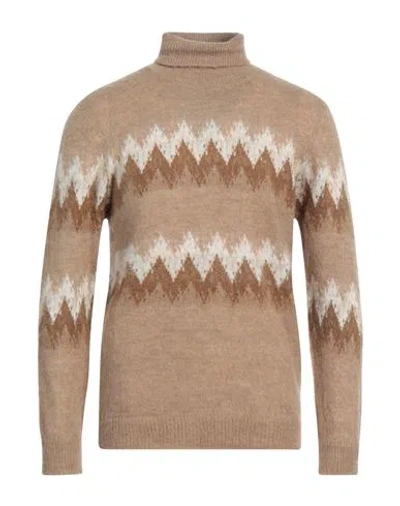 Officina 36 Man Turtleneck Camel Size Xl Acrylic, Polyamide, Wool, Mohair Wool In Beige
