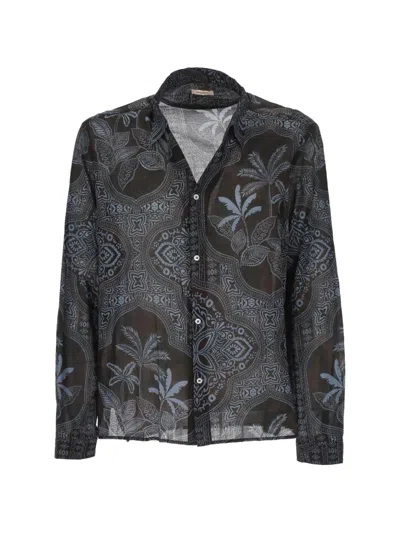 Officina 36 Paisley-print Palm-tree Shirt In Black