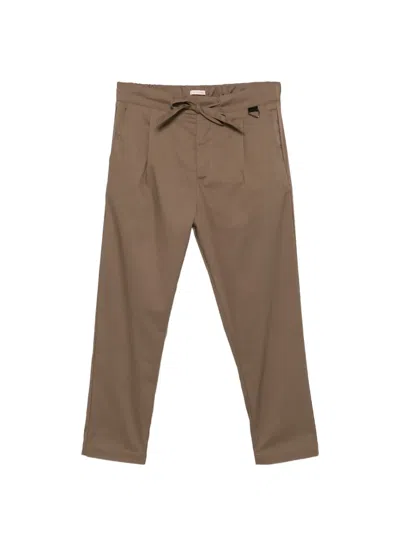 Officina 36 Pleated Drawstring-waist Trousers In Brown
