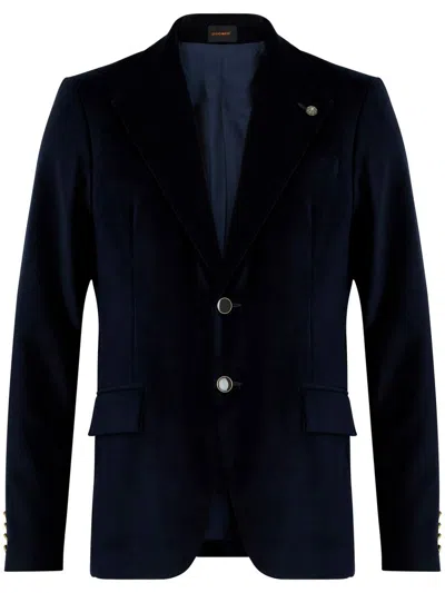 Officina 36 Single-breasted Gaia Velvet Blazer In Blue