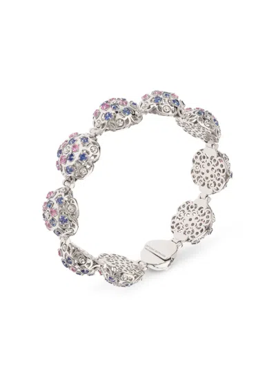 Officina Bernardi 18kt White Gold Damasco Sapphire And Diamond Bracelet In Silver