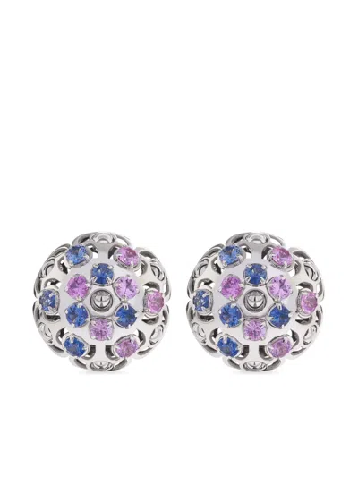 Officina Bernardi 18kt White Gold Damasco Sapphire Earrings In Silver