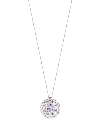Officina Bernardi 18kt White Gold Damasco Sapphire Necklace In Silver