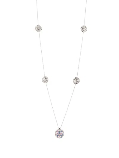 Officina Bernardi 18kt White Gold Damasco Station Sapphire Necklace In Silver