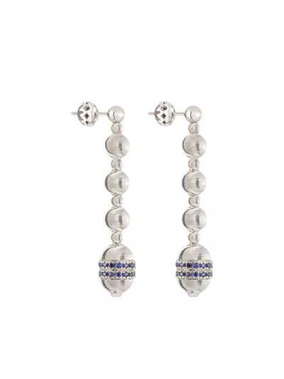Officina Bernardi 18kt White Gold Empire Sapphire Earrings In Silver