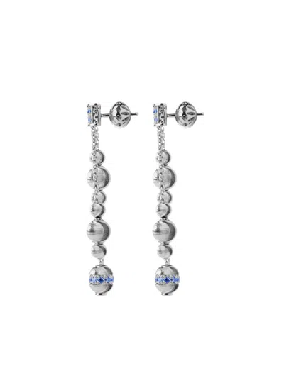 Officina Bernardi 18kt White Gold Empire Sapphire Earrings In Silver