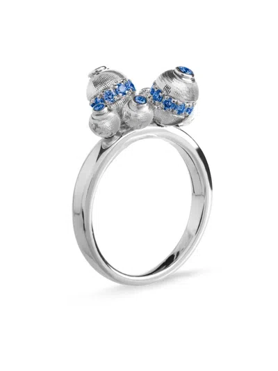 Officina Bernardi 18kt White Gold Empire Sapphire Ring In Silver