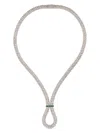 Officina Bernardi 18kt White Gold Enigma X Emerald And Diamond Necklace In Silver
