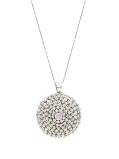 Officina Bernardi 18kt White Gold Large Mimosa Sapphire Necklace In Silver