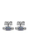 Officina Bernardi 18kt White Gold Lumen Sapphire And Diamond Cufflinks In Silver