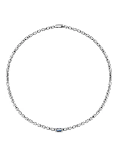 OFFICINA BERNARDI 18KT WHITE GOLD LUMEN SAPPHIRE AND DIAMOND NECKLACE