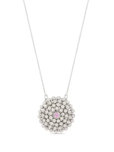Officina Bernardi 18kt White Gold Medium Mimosa Sapphire Necklace In Silver