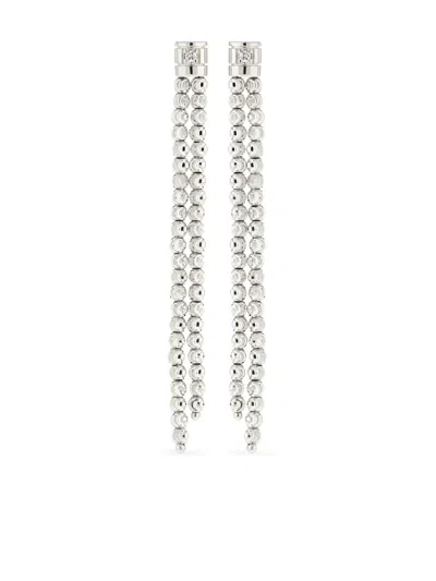 Officina Bernardi 18kt White Gold Moon Diamond Earrings In Silver