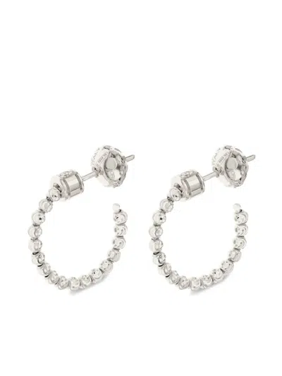 Officina Bernardi 18kt White Gold Moon Diamond Hoop Earrings In Silver