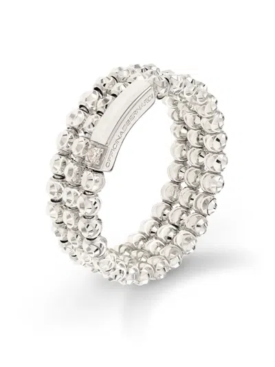 Officina Bernardi 18kt White Gold Moon Diamond Ring In Silver