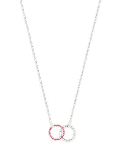 Officina Bernardi 18kt White Gold Moon Eden Ruby Necklace In Silver