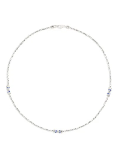 Officina Bernardi 18kt White Gold Moon Sapphire Necklace In Silver