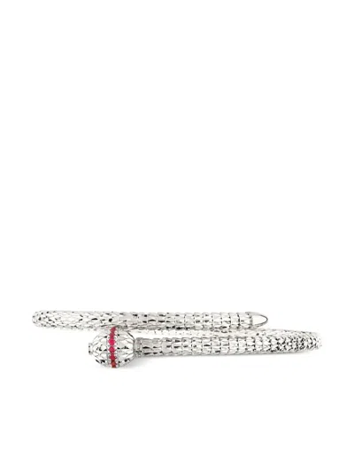 Officina Bernardi 18kt White Gold Ophidia Ruby Bangle In Silver