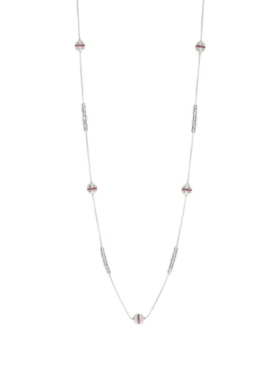 Officina Bernardi 18kt White Gold Ophidia Ruby Necklace In Silver