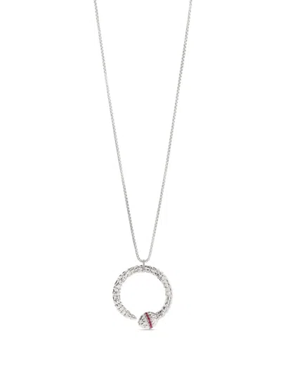 Officina Bernardi 18kt White Gold Ophidia Ruby Necklace In Silver
