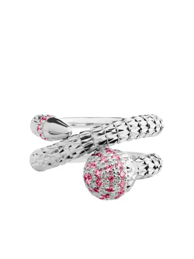 Officina Bernardi 18kt White Gold Ophidia Ruby Ring In Silver