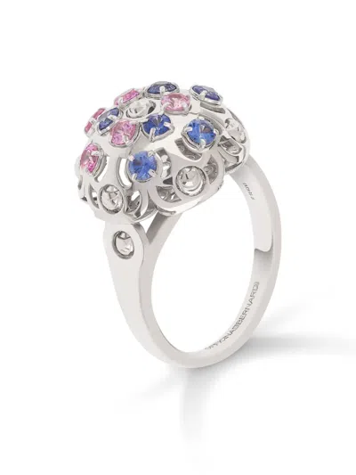 Officina Bernardi 18kt White Gold Small Damasco Sapphire Ring In Silver