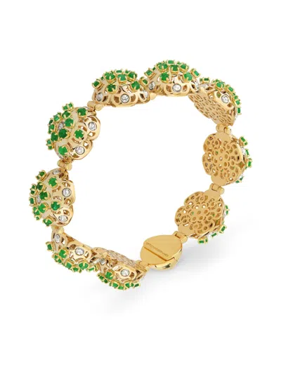 Officina Bernardi 18kt Yellow Gold Damasco Emerald And Diamond Bracelet